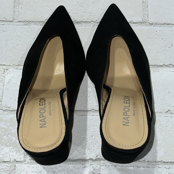 Napoleoni Made in Italy Black Suede Leather Mules - Picture 7 of 9